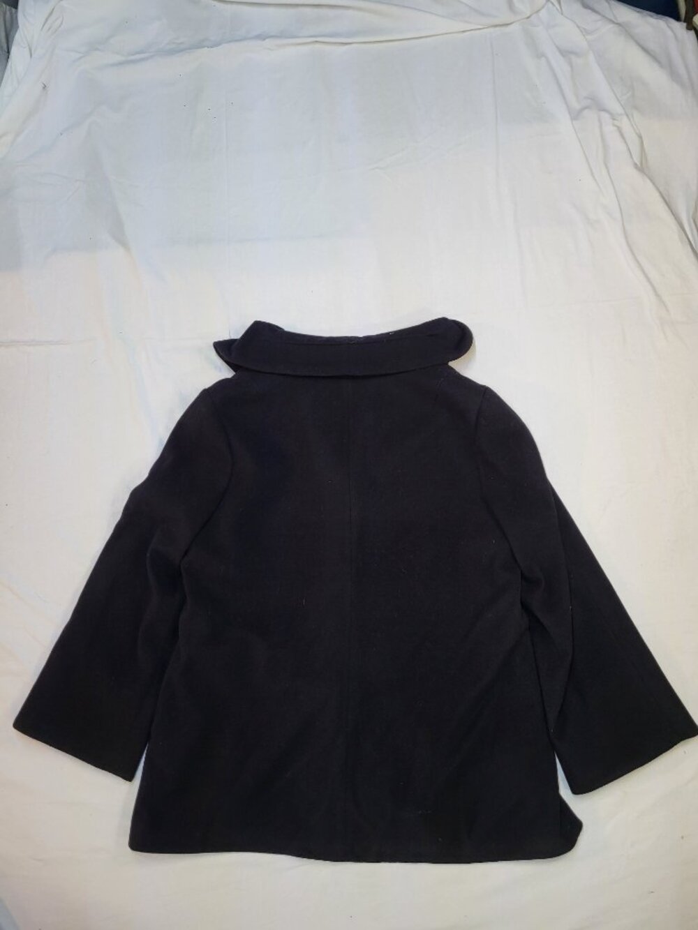 Cleo Black Wool Blend Belted Pea Coat Jacket Size 18 Shawl Collar Classic Winter - Picture 6 of 13